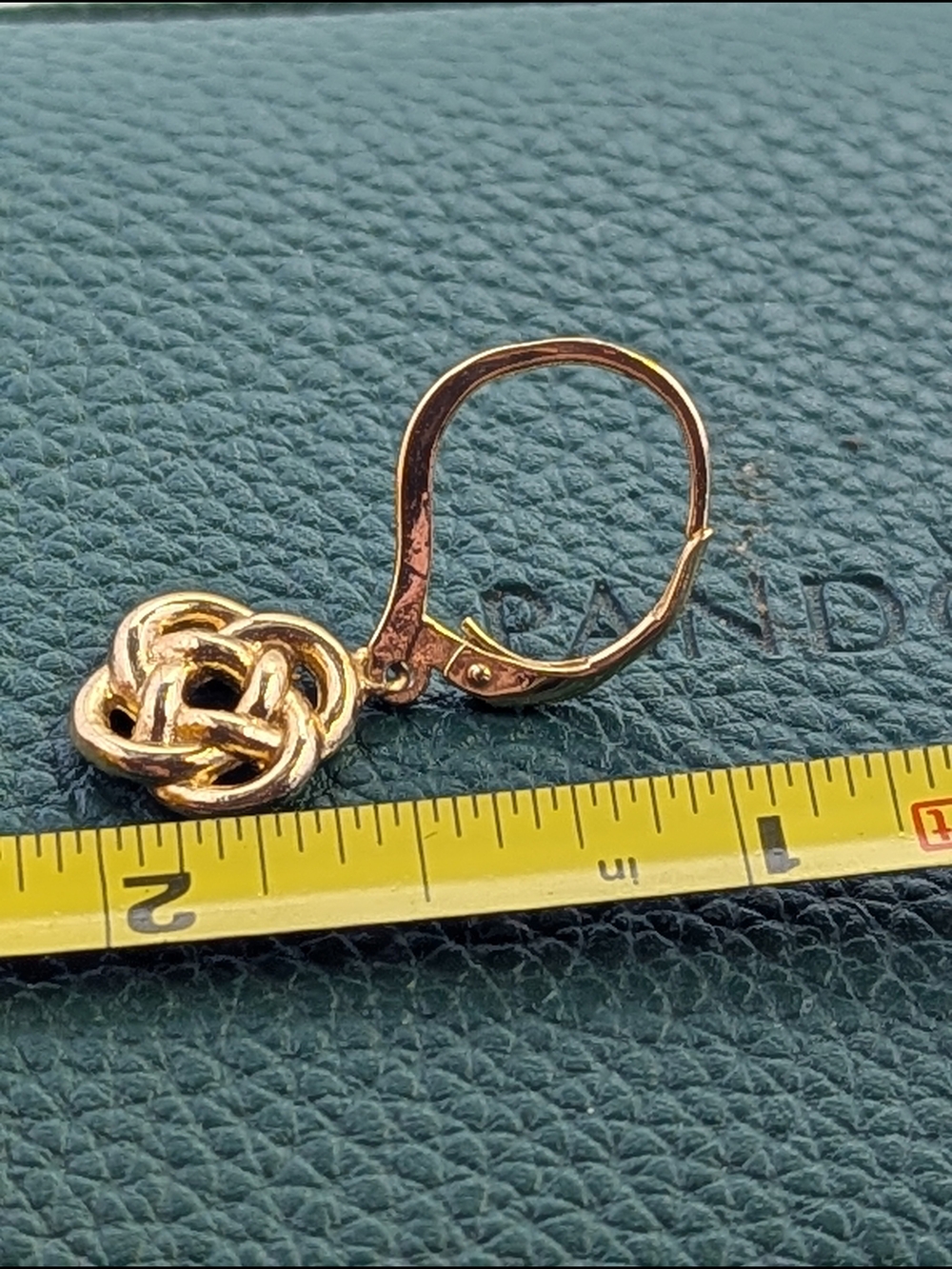 ✨ 925 Gold Vermeil Celtic Love Knot Earrings Leverback Dangles ✨ - Picture 3 of 4
